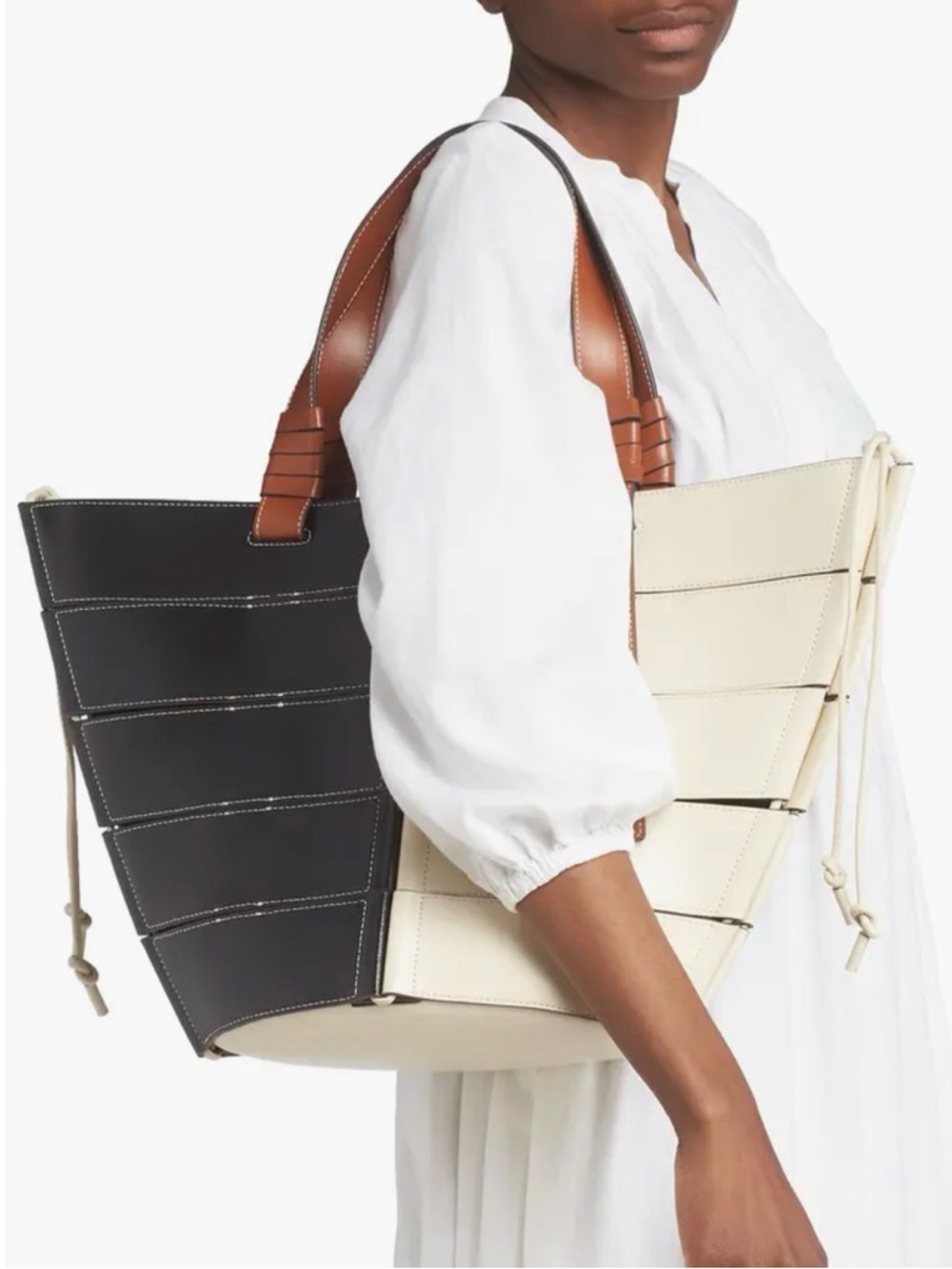 Staud diamond two-toned tote